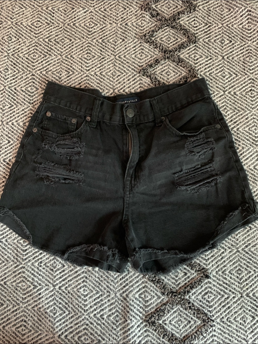 Aeropostale Black Distressed Denim Mom Shorts - Picture 1 of 5